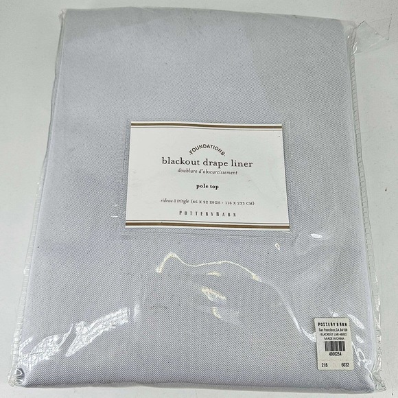 Pottery Barn Other - NEW POTTERY BARN Foundations Blackout Drape Liners 46 x 92" Pole Top Gray